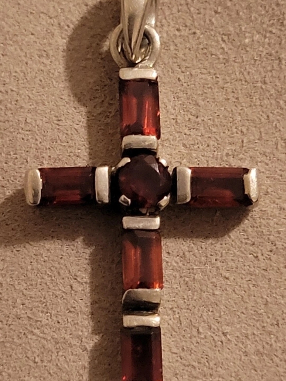 "Deep Crimson Cross" Garnet & .925 Silver Garnet Cross Pendant By SHANKER VTG